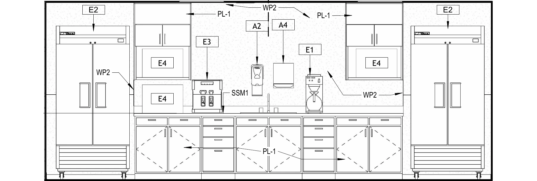 Kitchenette elevation A from detail 02