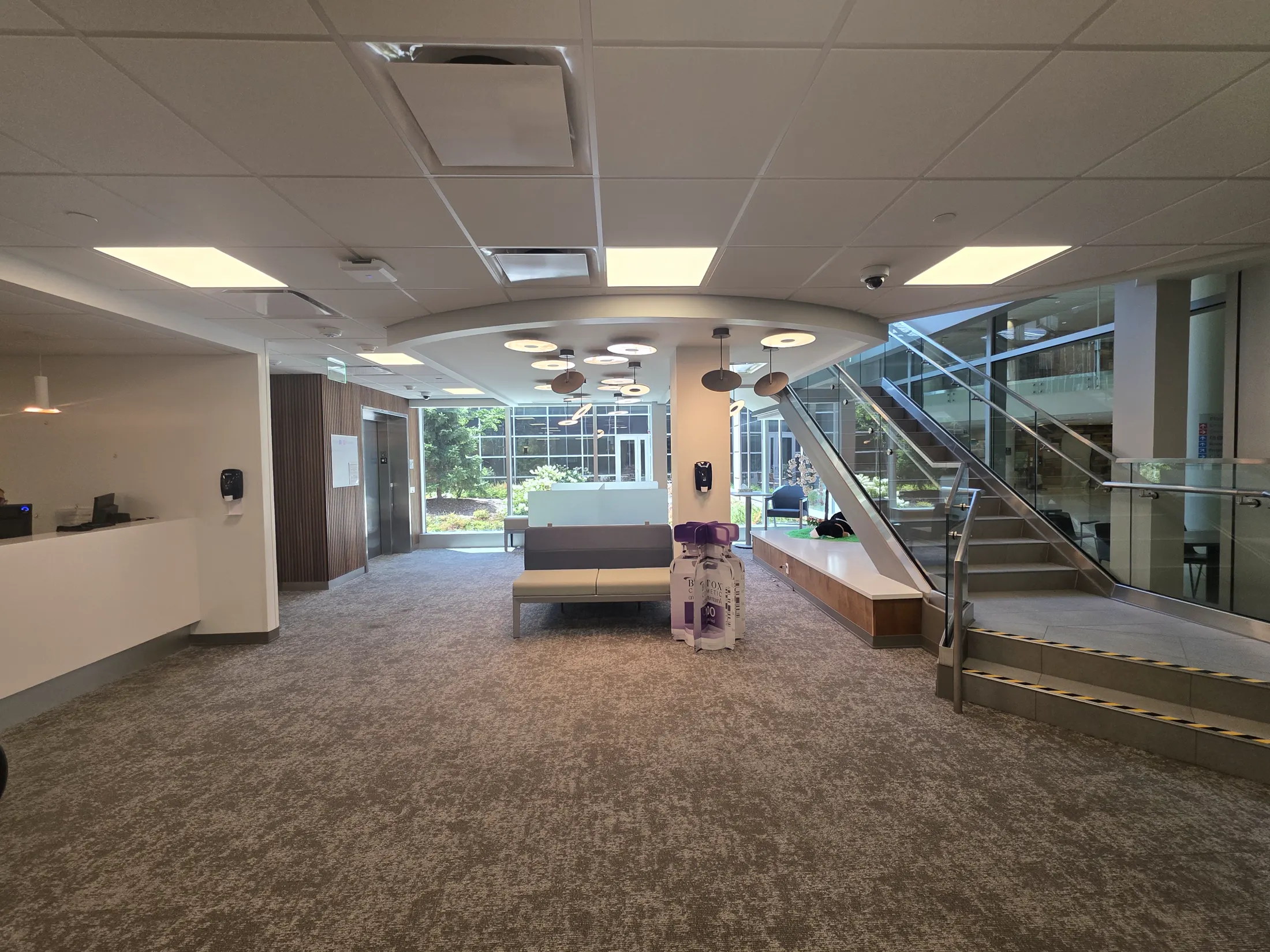 Completed reception and circulation area at the St. Joseph Hospital Tower C Integrated Care Campus