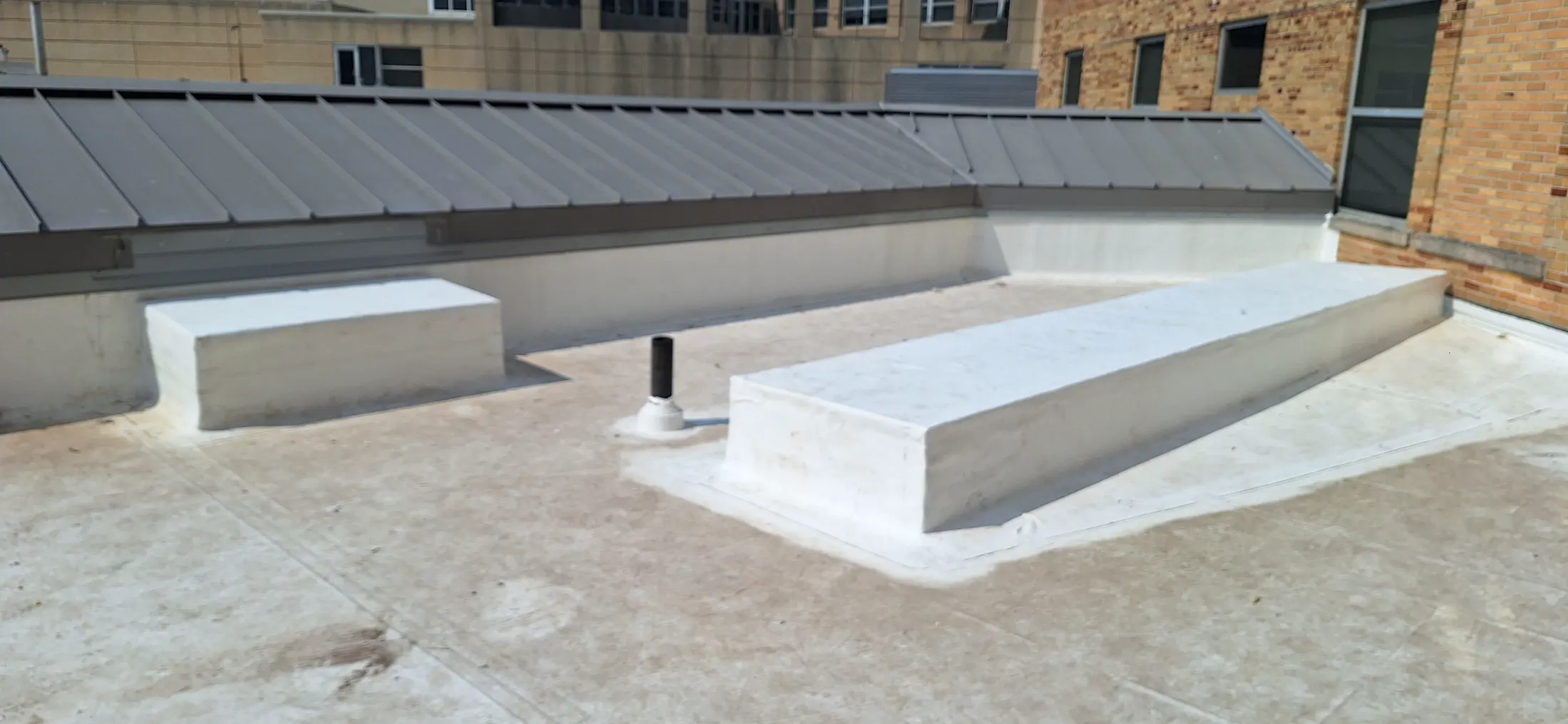 Completed roof curb and standing-seam roof work at the St. Joseph Hospital Tower C Integrated Care Campus