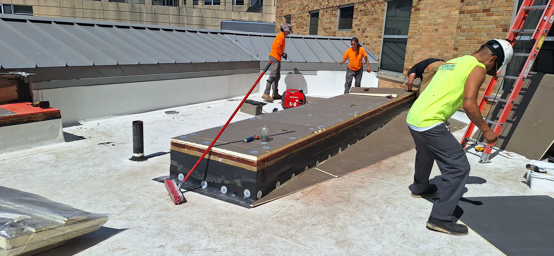 Roof work at St. Joseph Hospital during Tower C Integrated Care Campus construction