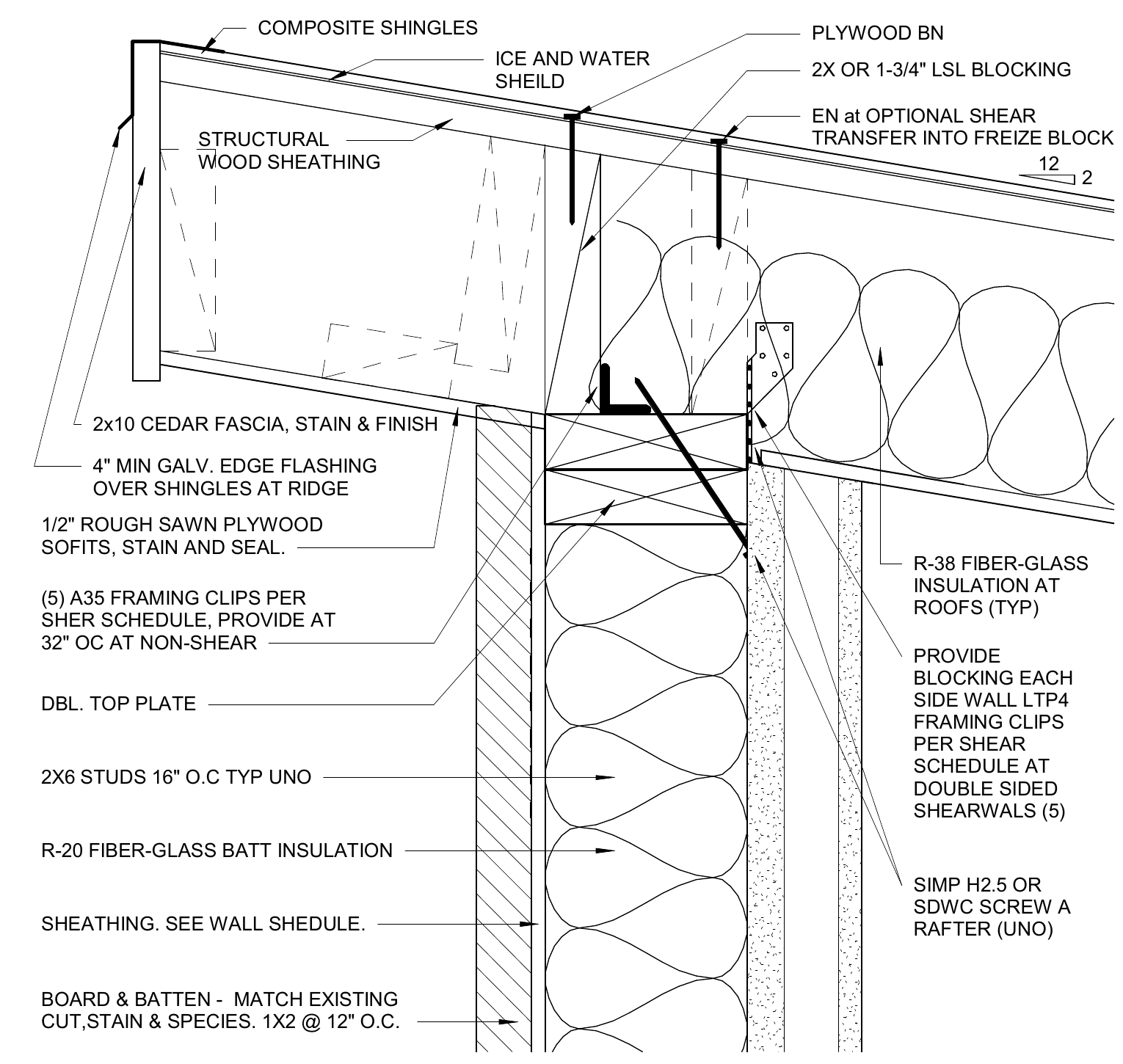Elevator hoistway roof overhang west, detail 2 from sheet A2.42