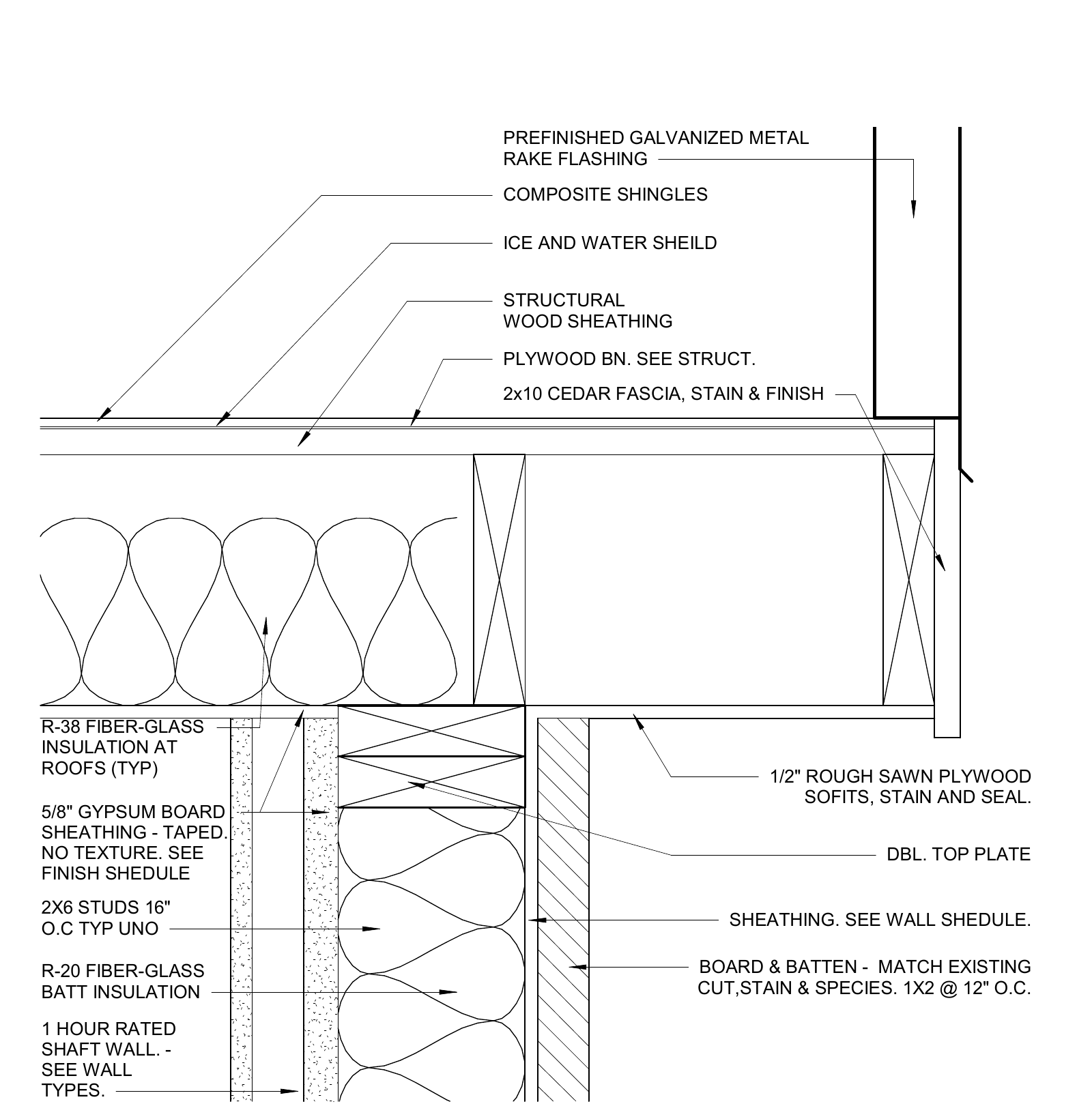 Elevator hoistway roof overhang north, detail 7 from sheet A2.42