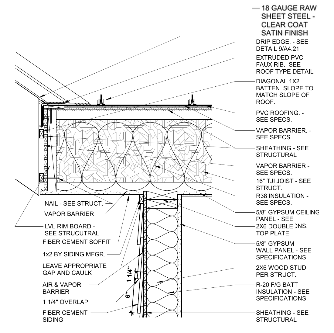 Diagonal overhang detail with complete annotations